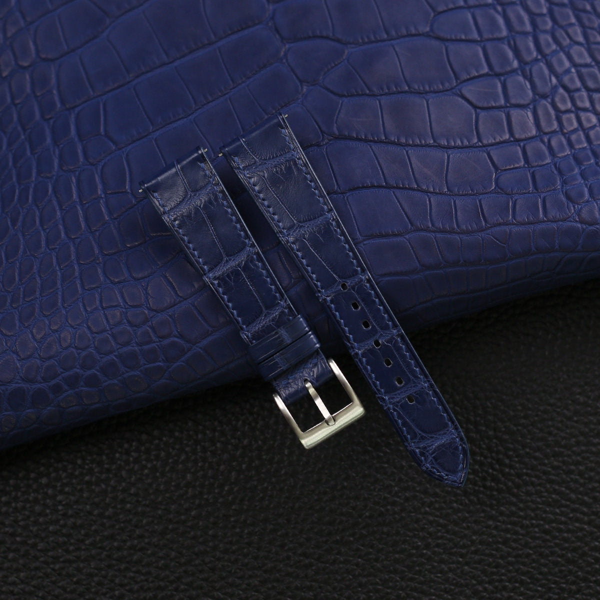 dark blue alligator leather watch strap