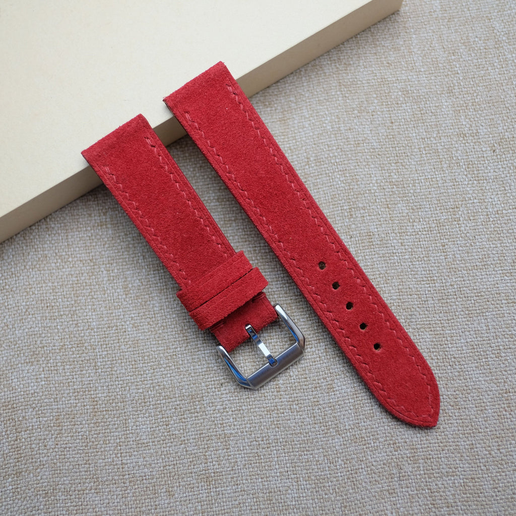 red suede leather watch strap