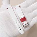 white & red epsom leather watch strap