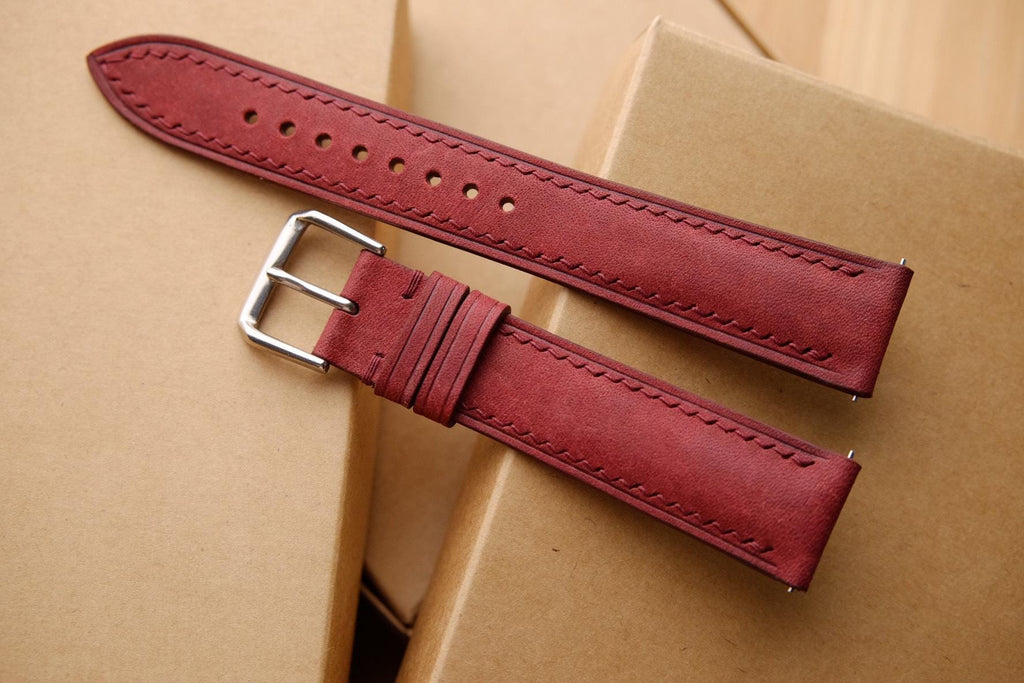 bordeaux pueblo leather watch strap