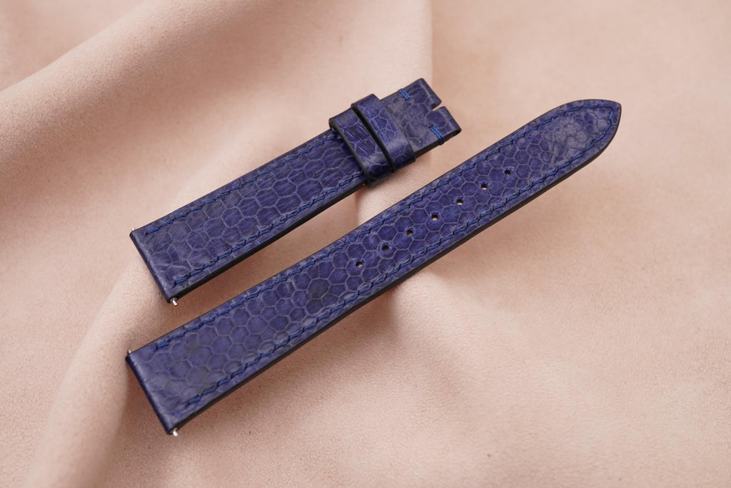 dark navy blue sea snake leather watch strap