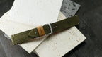 olive green waxed leather watch strap