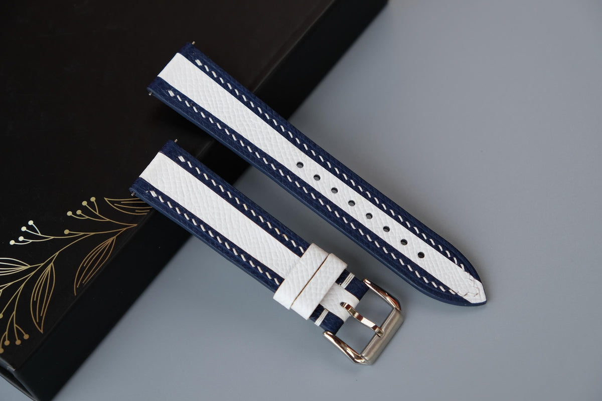 navy epsom leather watch strap