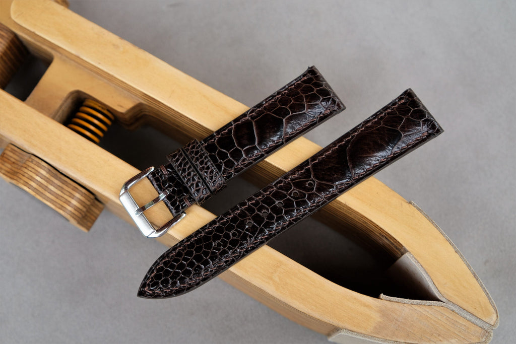 chocolate ostrich leather watch strap