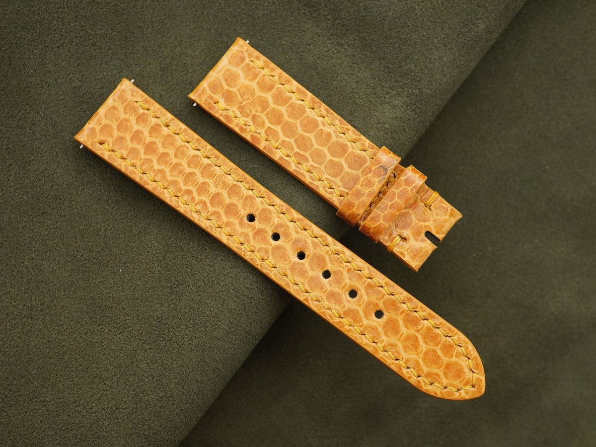 tan brown sea snake leather watch strap