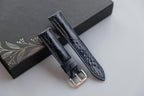 dark blue ostrich leather watch strap