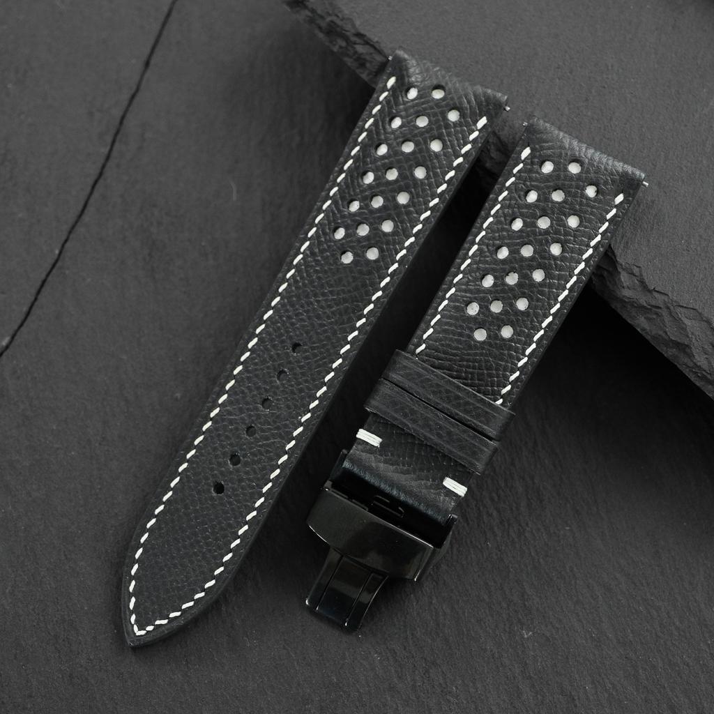 black epsom leather watch strap