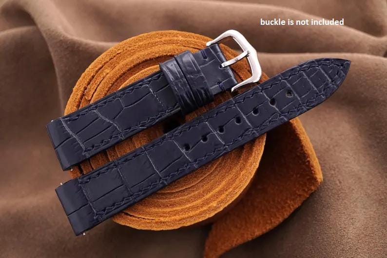 dark navy blue alligator leather watch strap