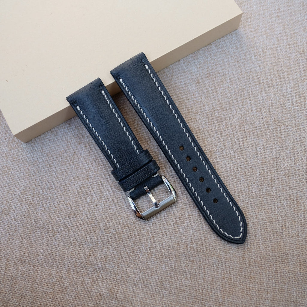 navy blue babele leather watch strap