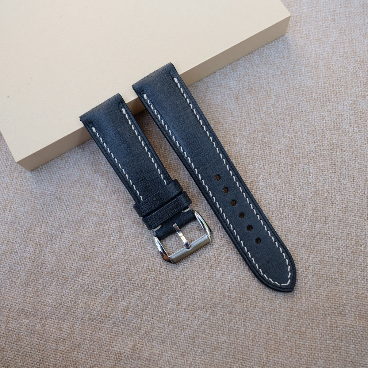 navy blue babele leather watch strap