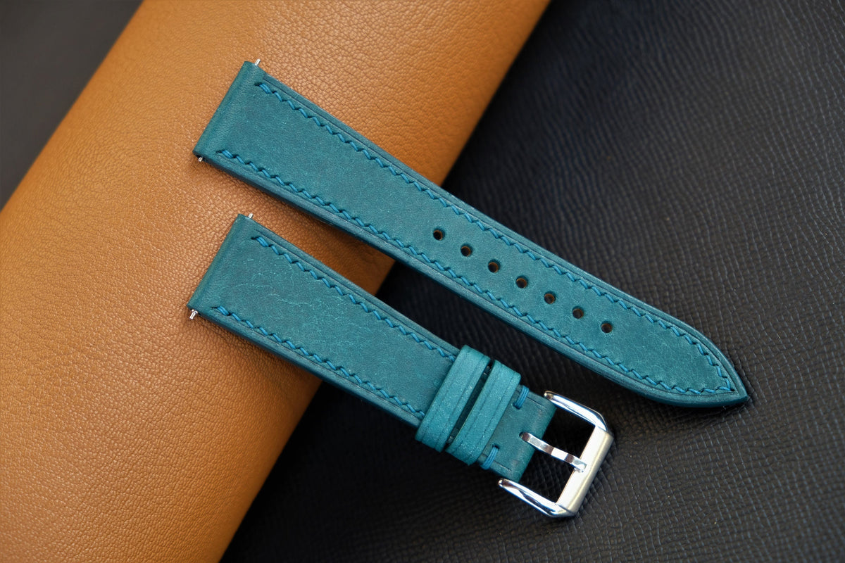 teal blue pueblo leather watch strap