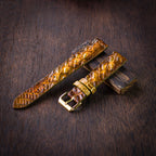 patina gold alligator leather watch strap
