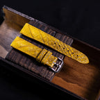 yellow alligator leather watch strap