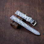 patina blue grey alligator leather watch strap