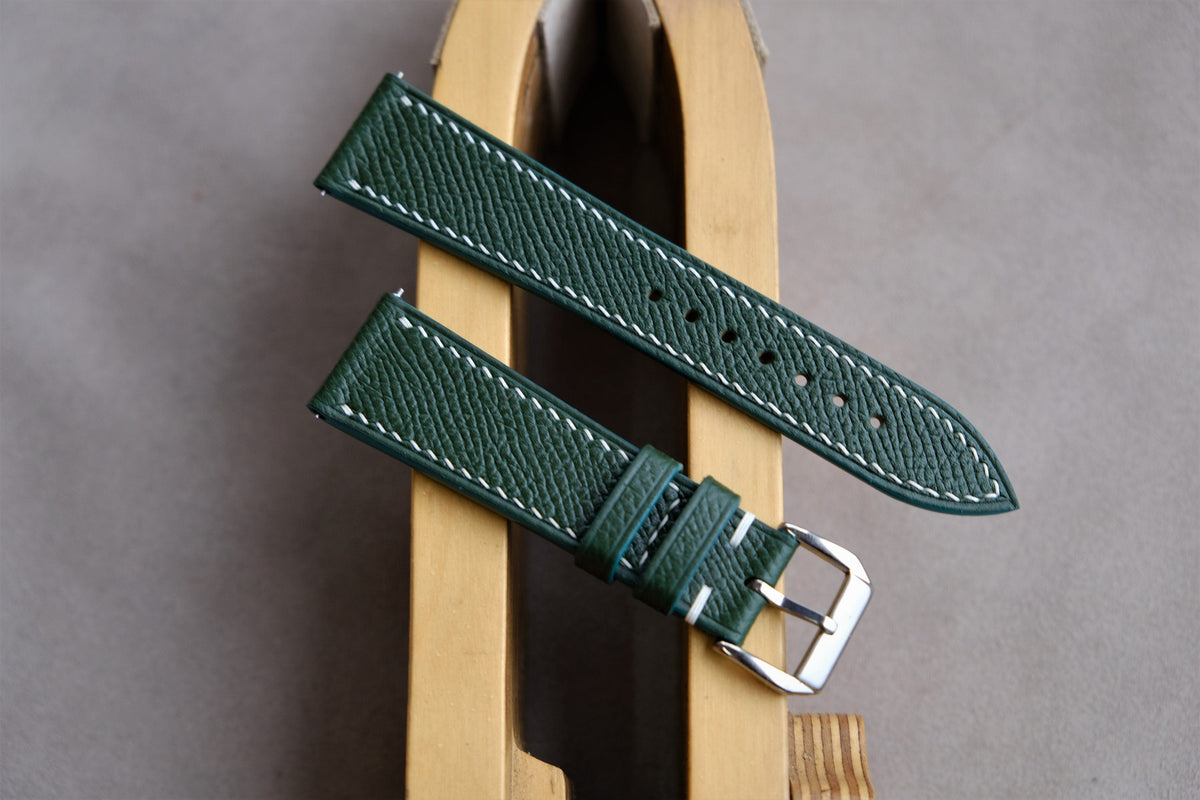 green epsom leather watch strap