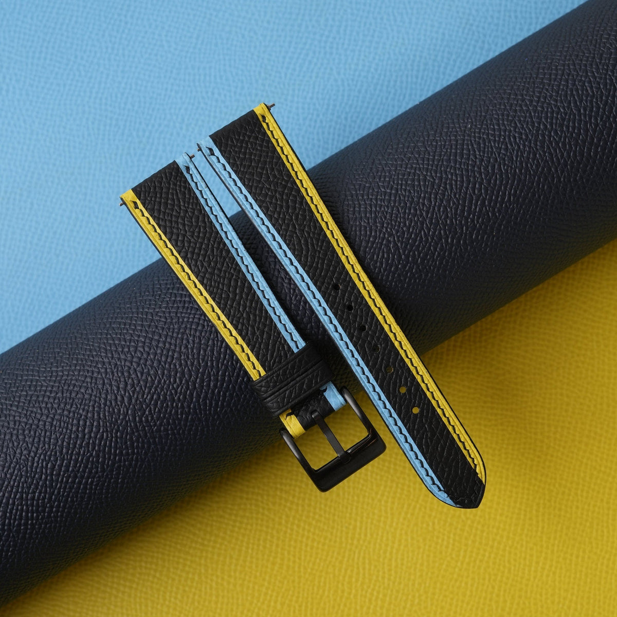 black turquoise epsom leather watch strap