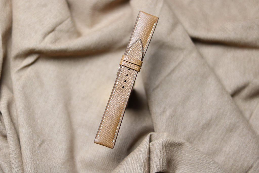 gold brown epsom leather watch strap