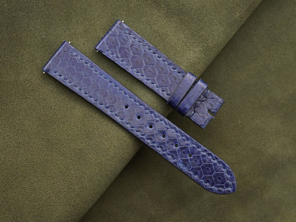 dark blue sea snake leather watch strap