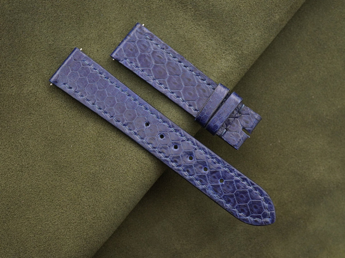 dark blue sea snake leather watch strap