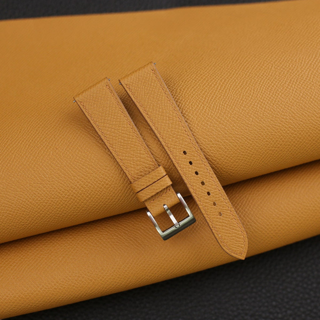 sesame & honey epsom leather watch strap