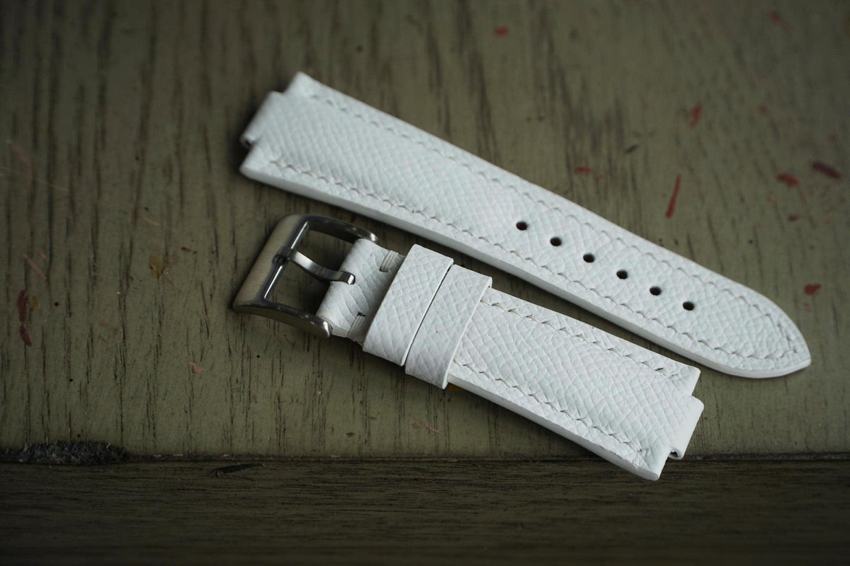 white epsom leather watch strap