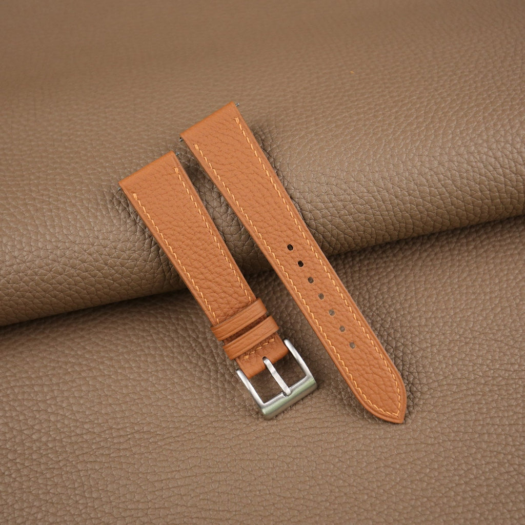 golden brown togo leather watch strap
