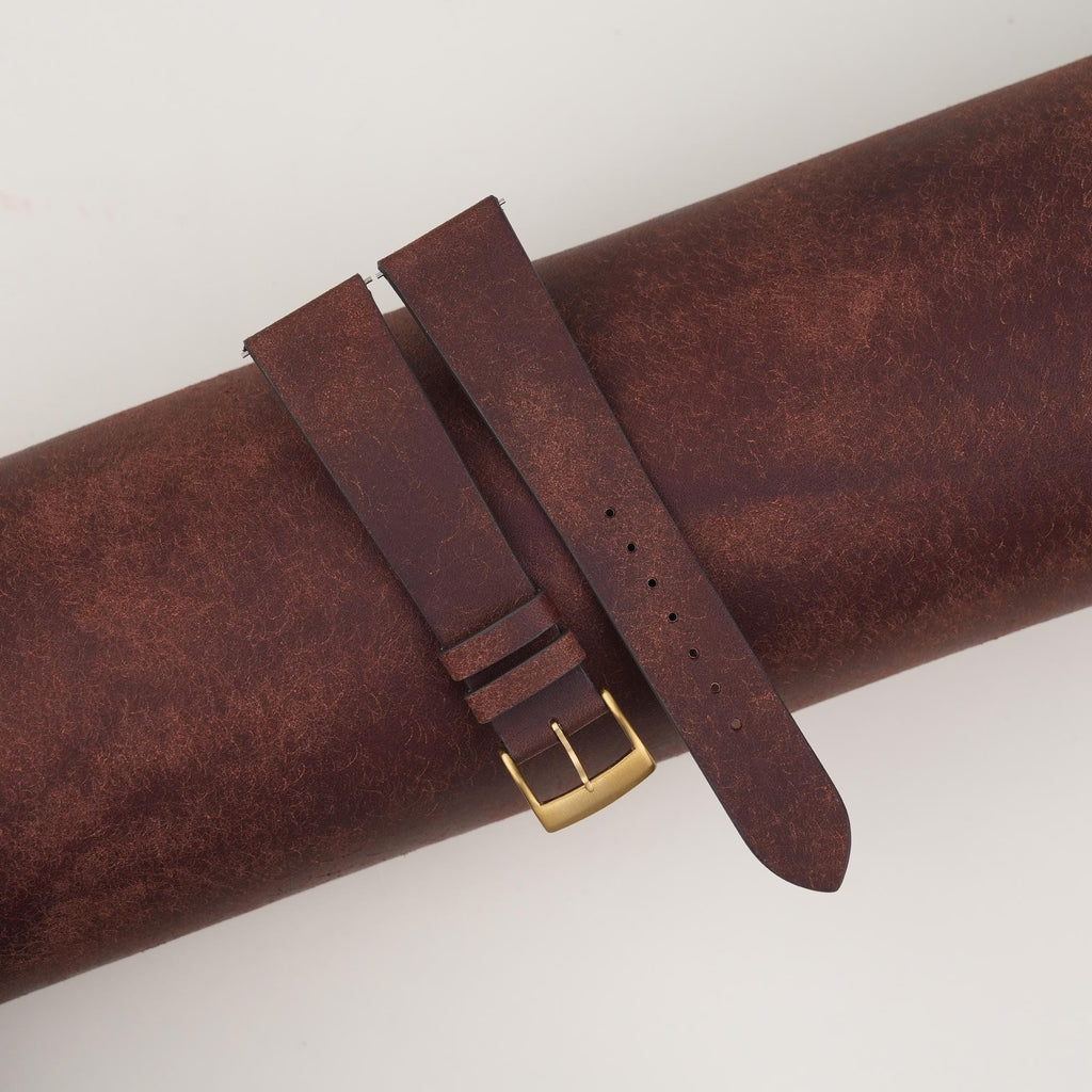 dark brown pueblo leather watch strap
