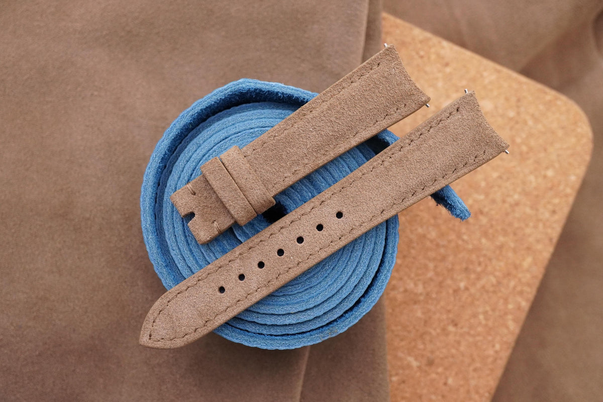 taupe suede leather watch strap