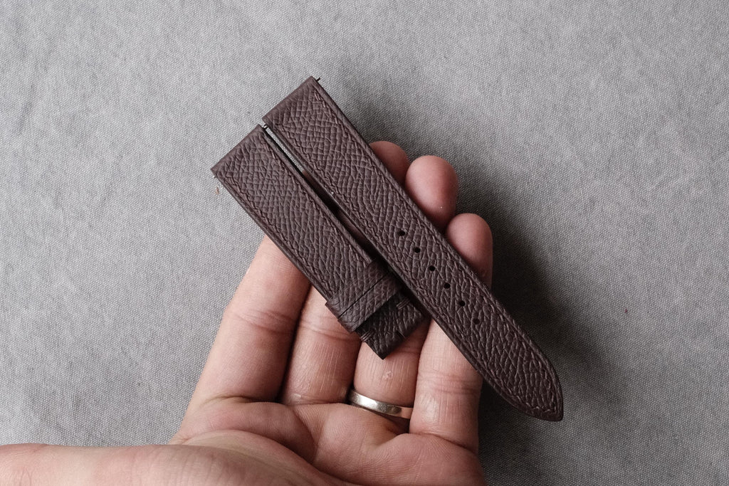 dark brown epsom leather watch strap