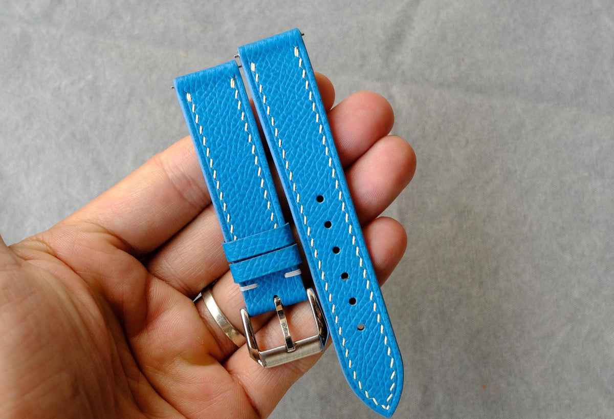sky blue epsom leather watch strap
