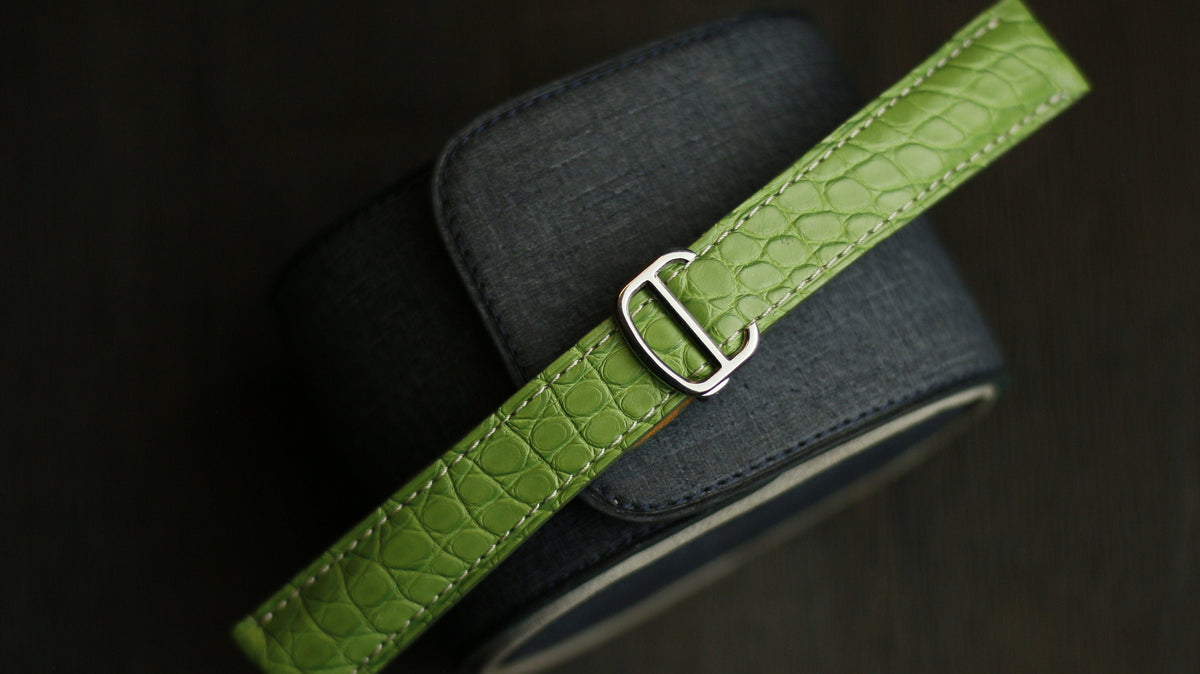 light green alligator leather watch strap