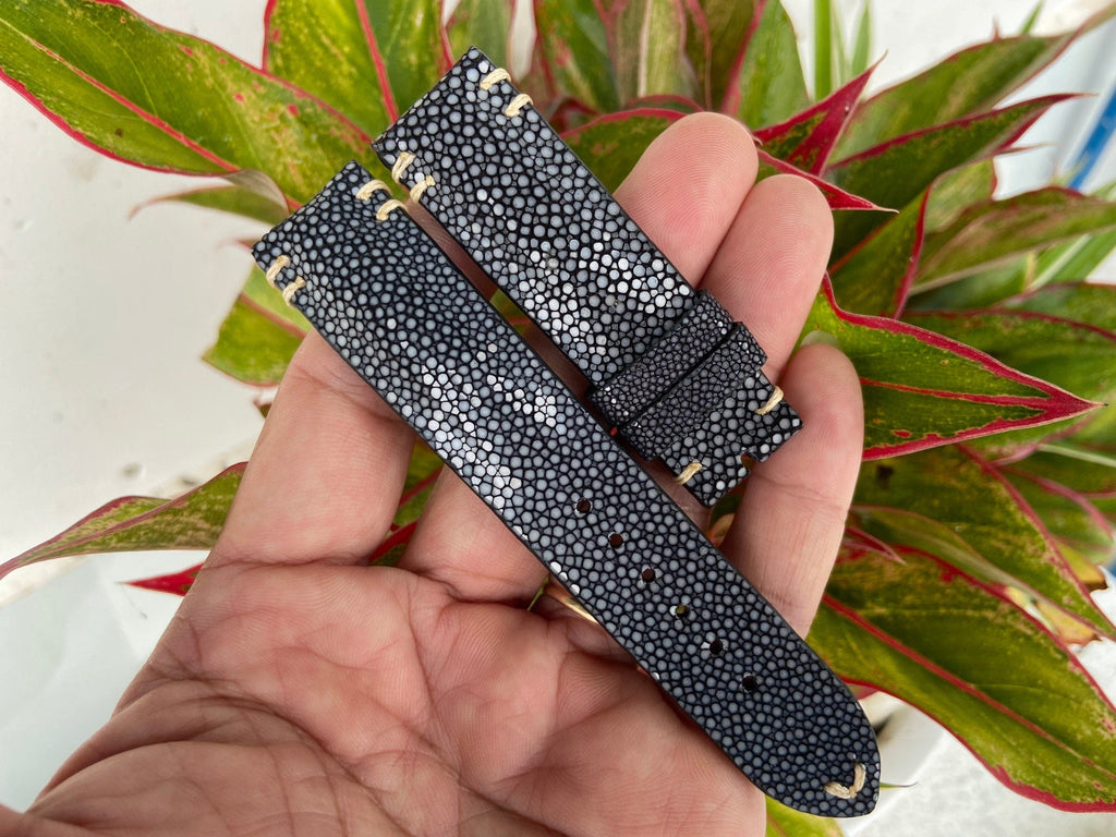 gray black stingray leather watch strap