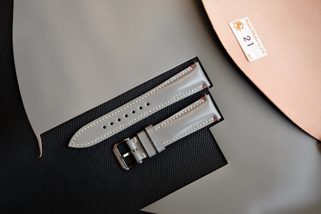 gray shell cordovan leather watch strap