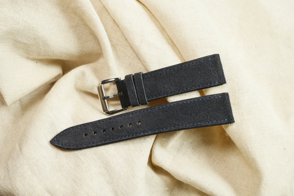 dark blue suede leather watch strap