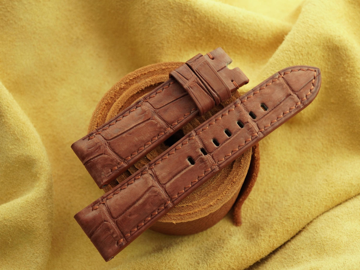red brown nubuck leather watch strap