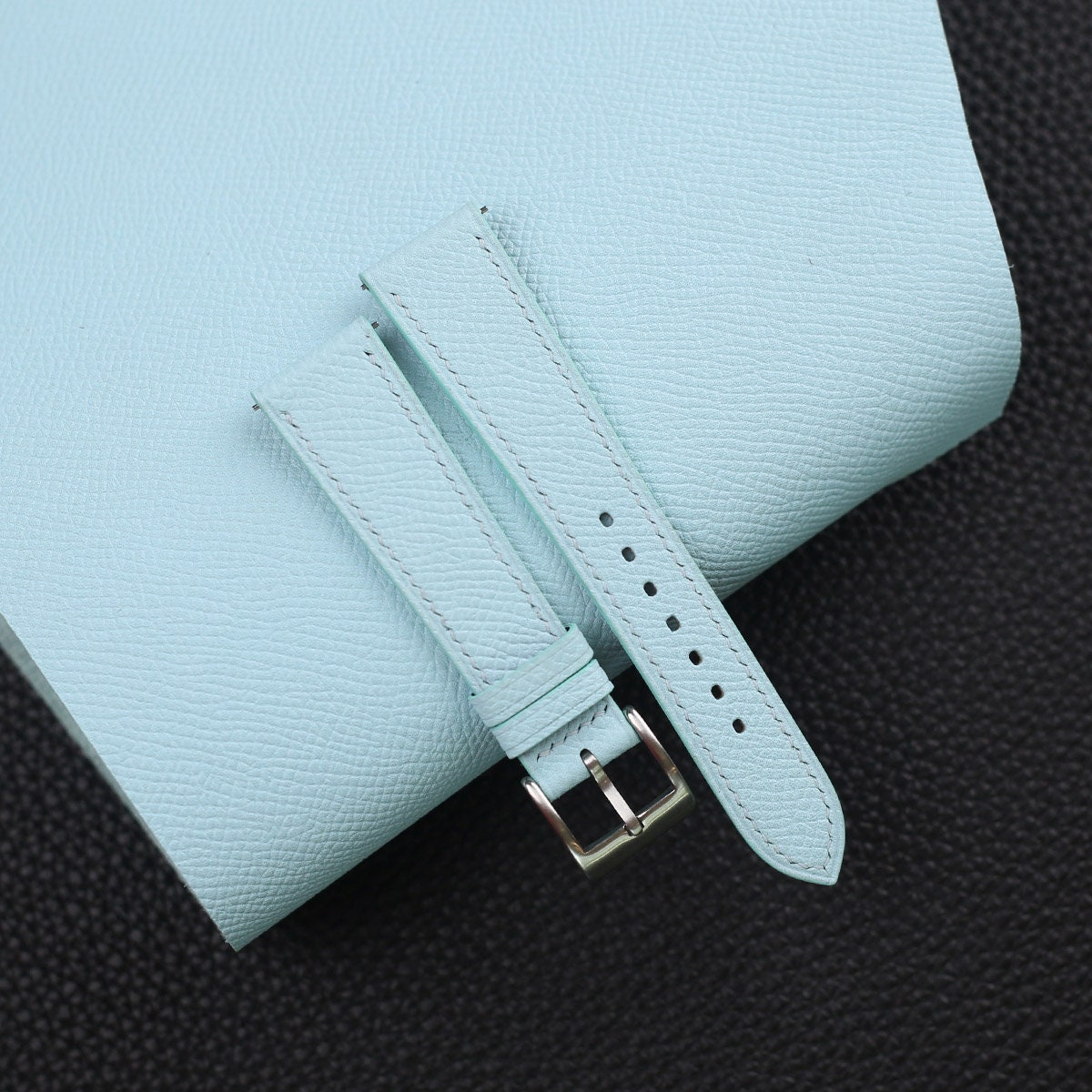 turquoise blue epsom leather watch strap