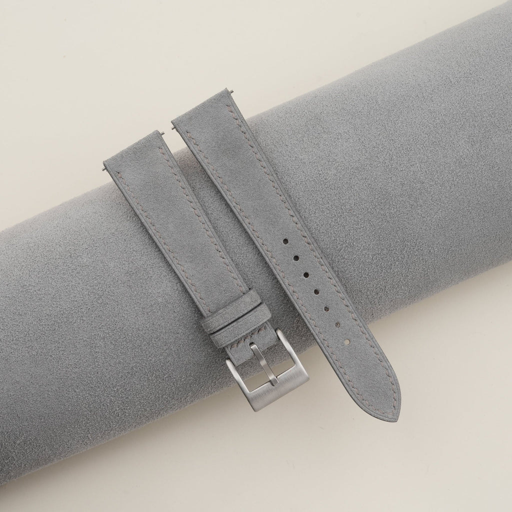 light grey suede leather watch strap