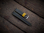 black & yellow vachetta leather watch strap