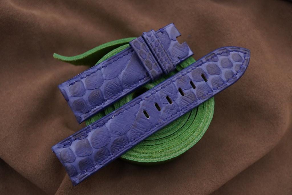blue python leather watch strap