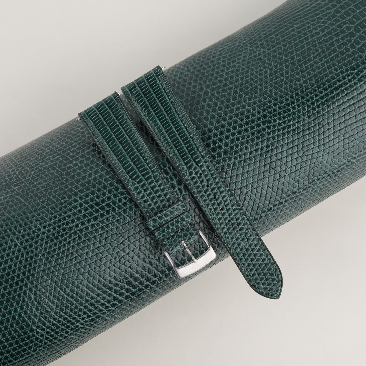 dark green lizard leather watch strap
