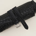 black & pearl white alligator leather watch strap