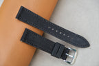black canvas leather watch strap