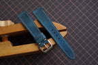 teal blue waxed leather watch strap