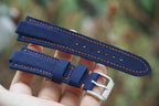 navy blue sailcloth rubber leather watch strap