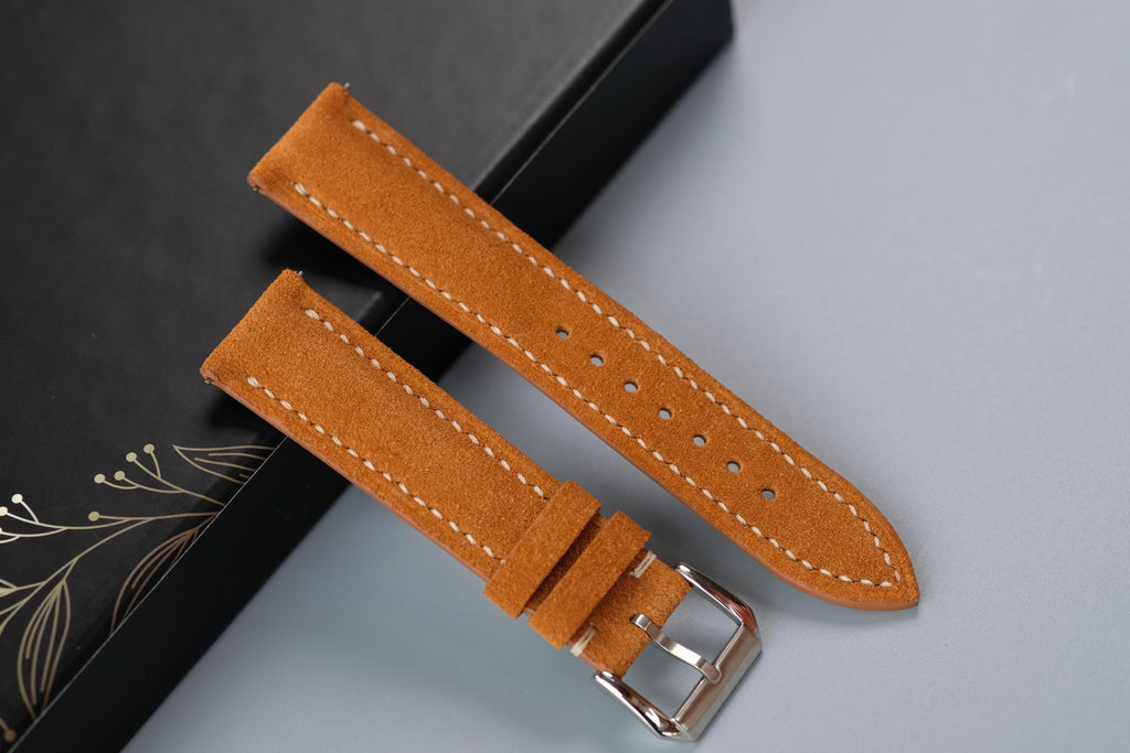 yellow suede leather watch strap