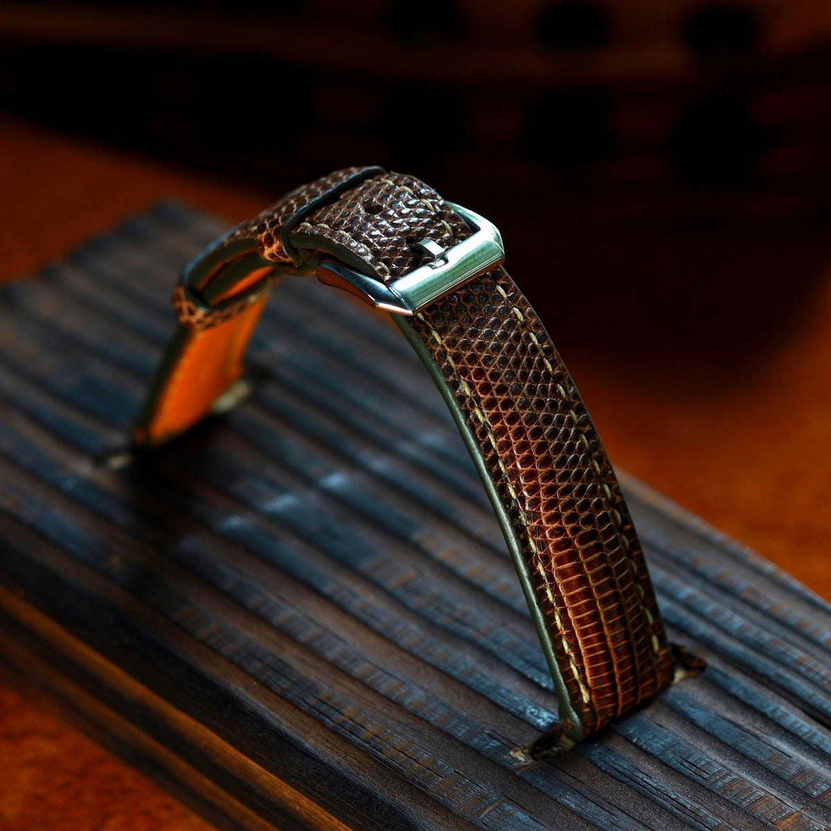 brown lizard leather watch strap