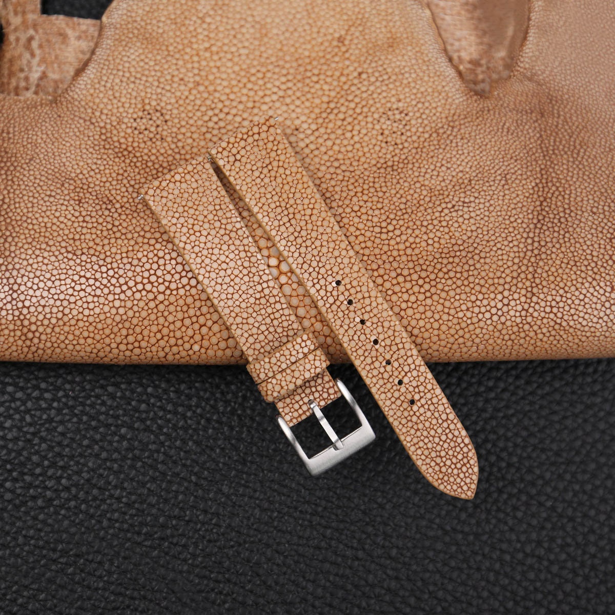beige stingray leather watch strap