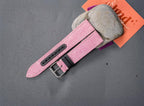 pink canvas leather watch strap