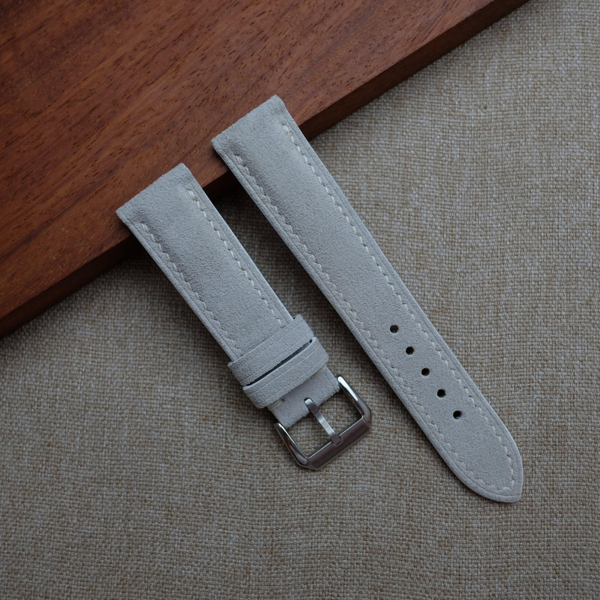beige suede leather watch strap