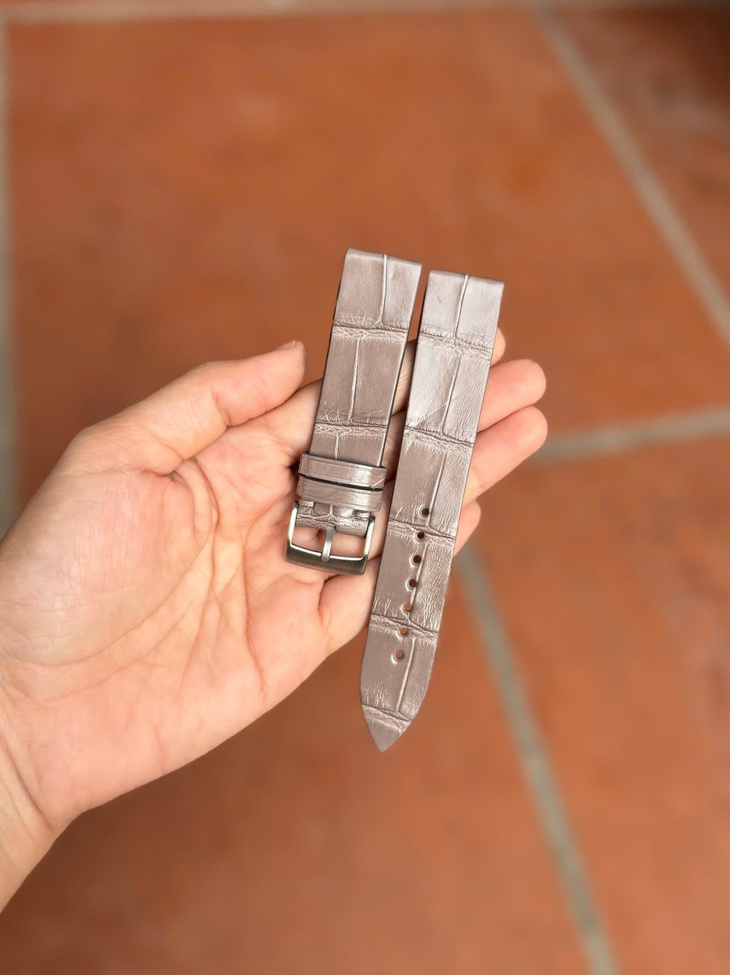 etoupe alligator leather watch strap